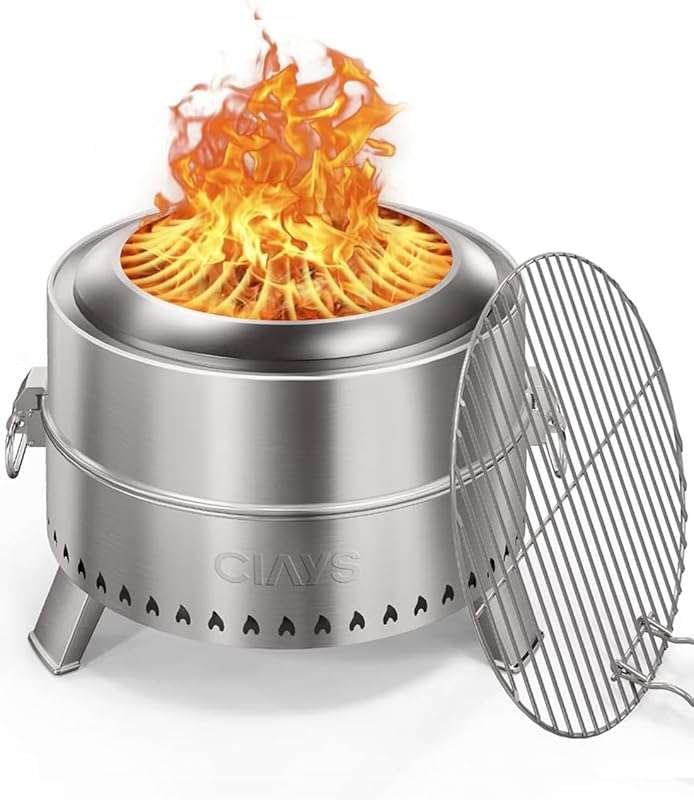 CIAYS 19-Inch Smokeless Firepit: Patented Portable Wood Burning Outdoo