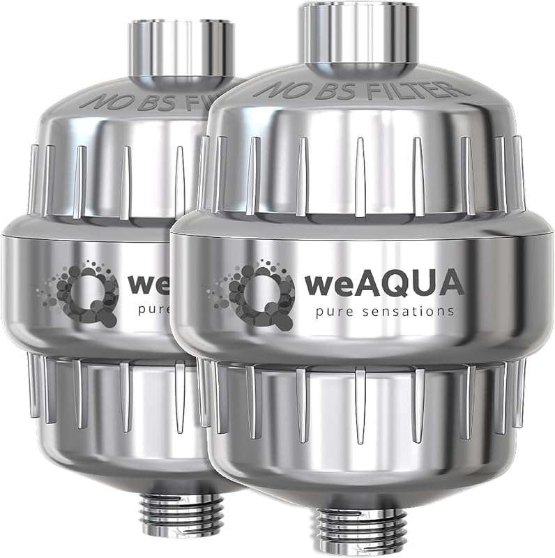 weAQUA Heavy Duty Shower Filter 2-Pack for Hard Water, Removes Chlorin