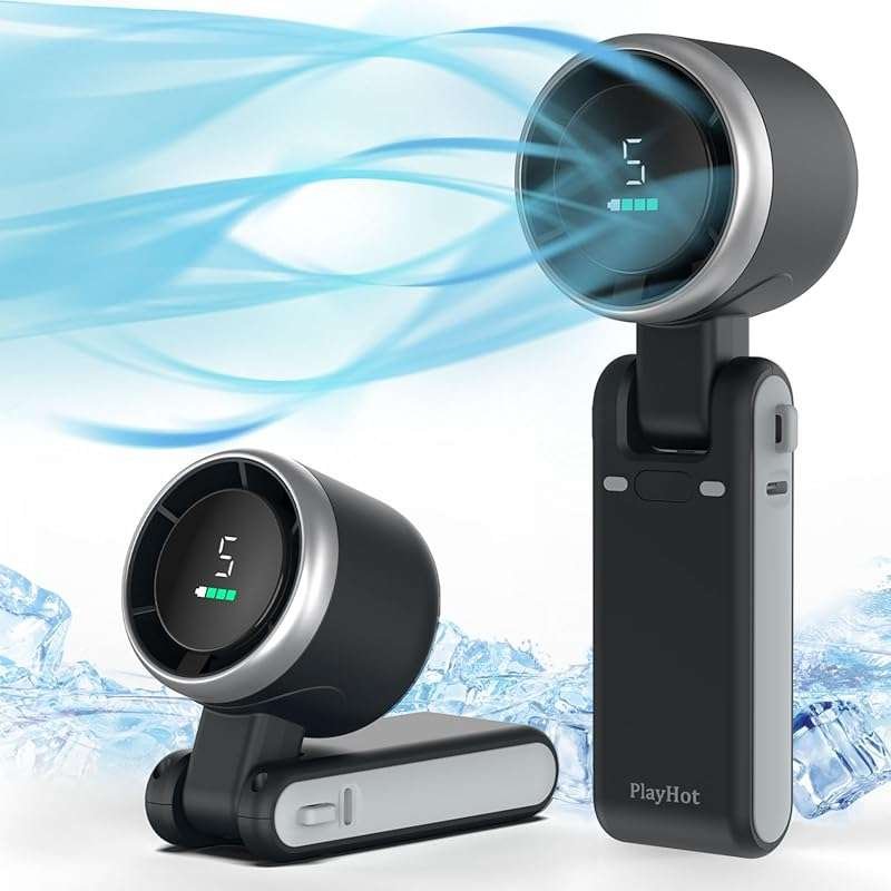 Portable Handheld Turbo Fan: 5-Gear Wind, Long-Lasting Battery, 3-in-1