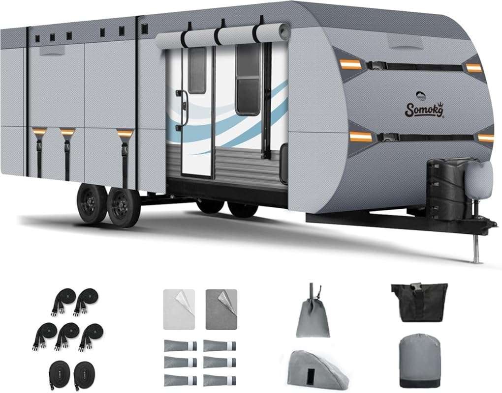 Upgrade 7-Layer Heavy Duty RV Cover for 35-38ft RVs: All-Weather Snow,