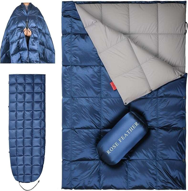 Lightweight Down Camping Blanket: Warm, Packable Quilt for Hiking, Tra