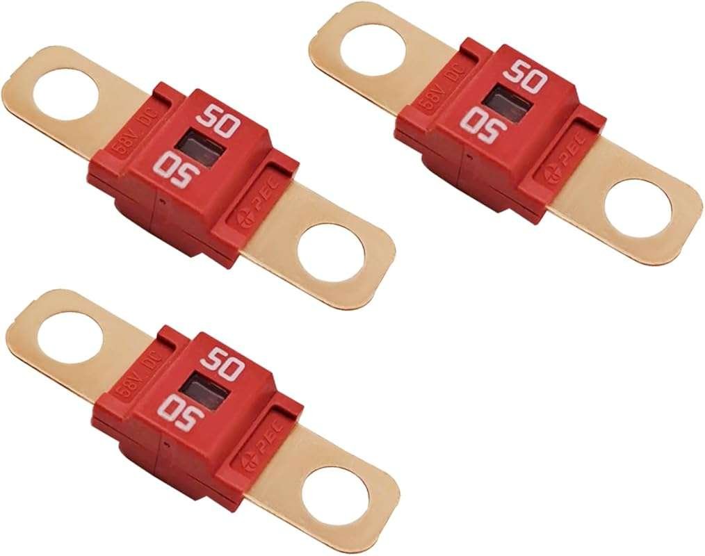 3-Pack 50 Amp High Current Bolt-On AMI/Midi Fuses for Cars, Trucks, Caravans, Golf Carts