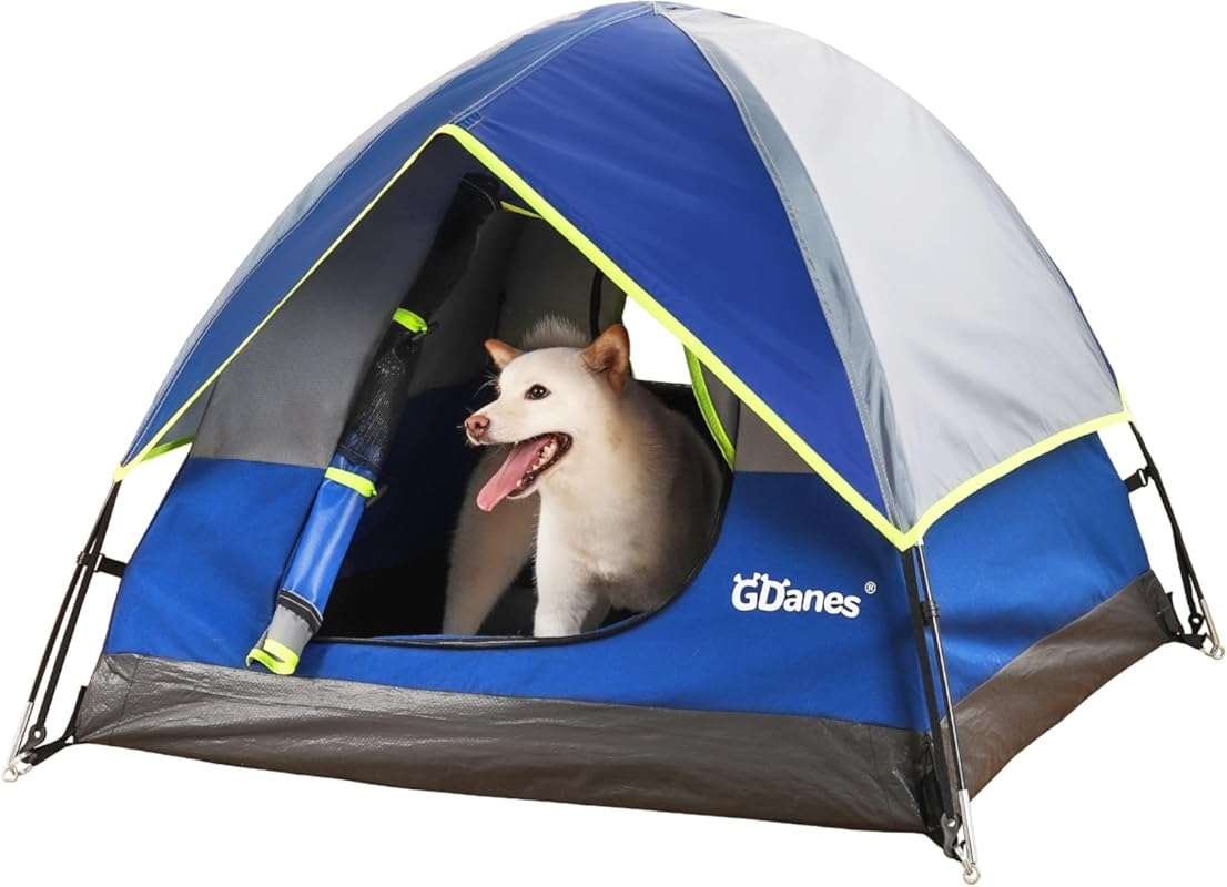 GDanes Blue Dog Tent House: Portable Indoor/Outdoor Bed with Soft Pad