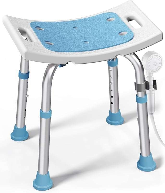 HOMLAND Adjustable Shower Chair with Suction Feet for Elderly, Disable
