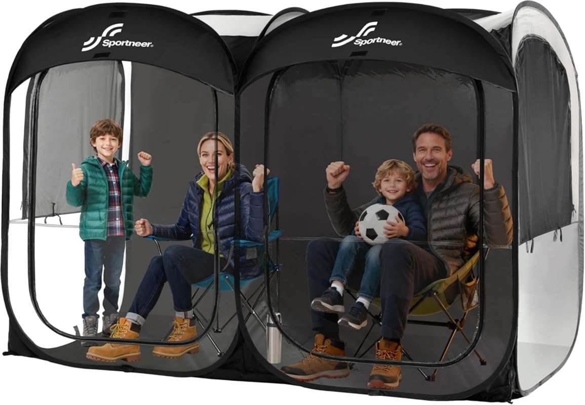 Sportneer 2-4 Person Pop Up Sports Tent: Instant Transparent Shelter f