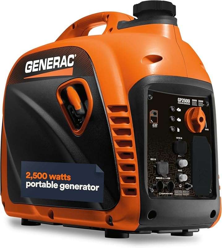 Generac 2,500-Watt Gas Powered Portable Inverter Generator for Home Ba