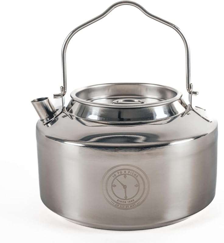 Stainless Steel Camping Kettle 1.2L for Boiling Water, Open Fire Coffe