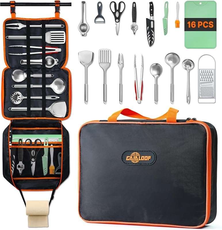 Portable Camping Cooking Utensils Set - Essential Camp Kitchen & Outdo
