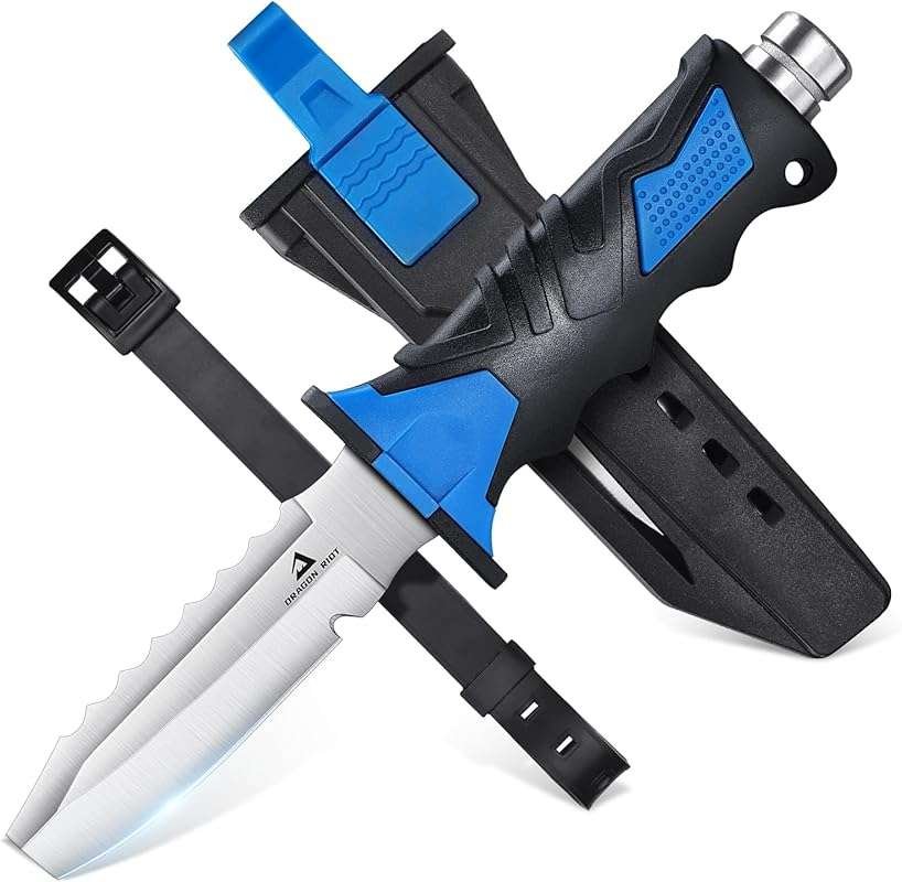 DRAGON RIOT Scuba Diving Knife: Sharp Stainless Steel Blade Dive Knife