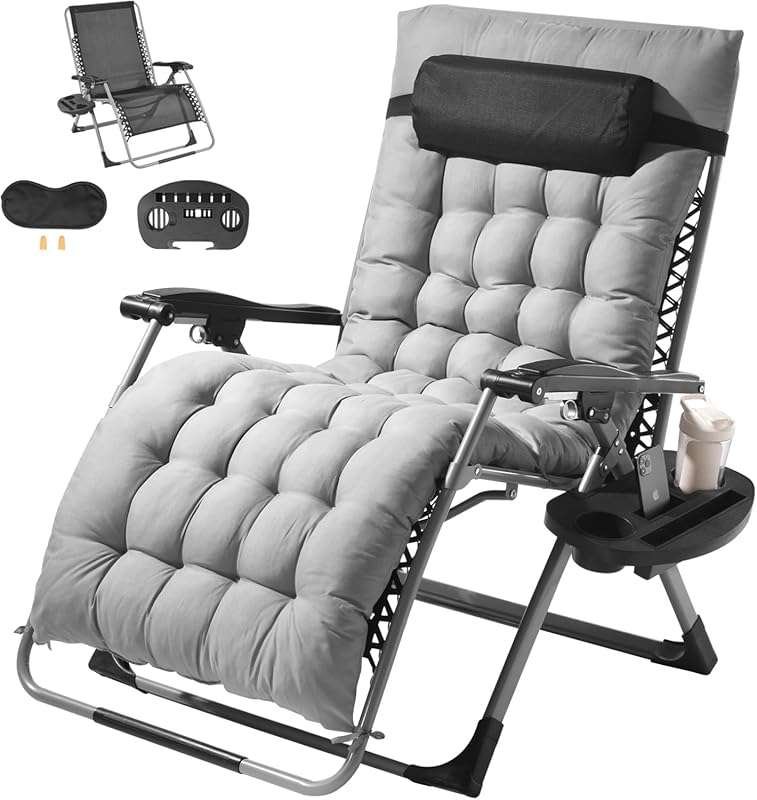 VEVOR 33-Inch Zero Gravity Recliner with Cushion, Headrest, Footrest, 