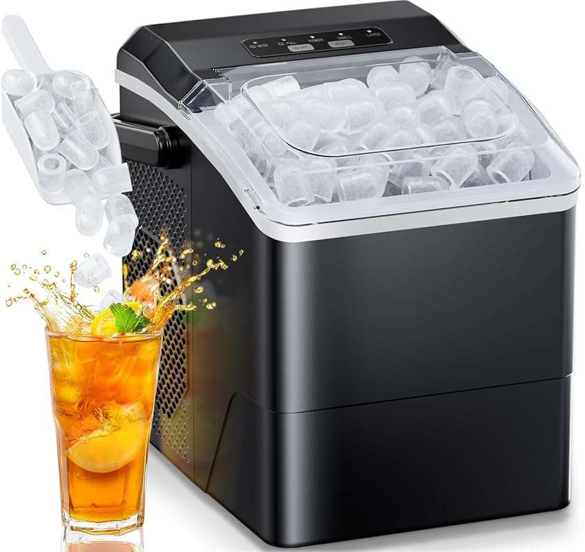 Countertop Ice Maker: 26 lbs per Day, 2 Ice Sizes, Self-Cleaning for H
