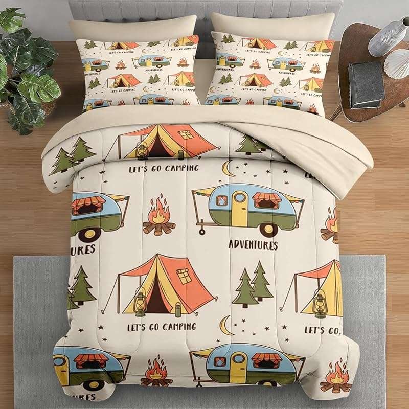 Comforter Set Full Size, 7 Pcs Camping RV Bedding for Kids & Adults