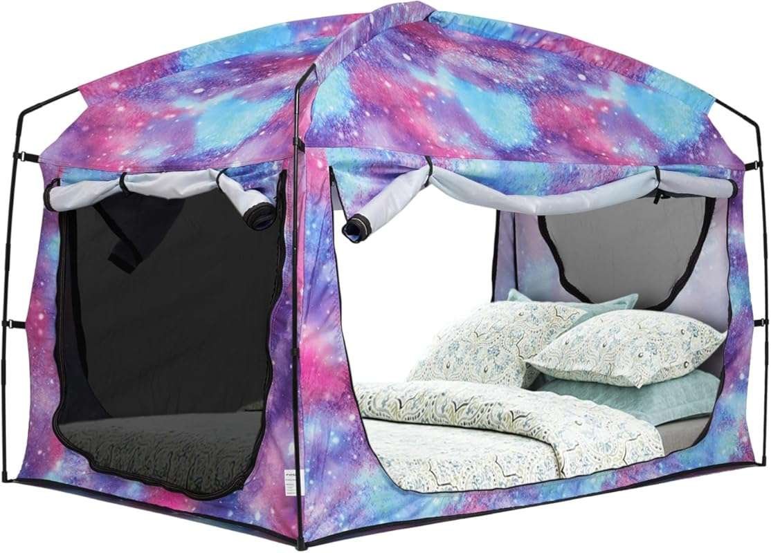Portable Bed Tent with Blackout Drapes: Indoor Privacy Space for Kids 
