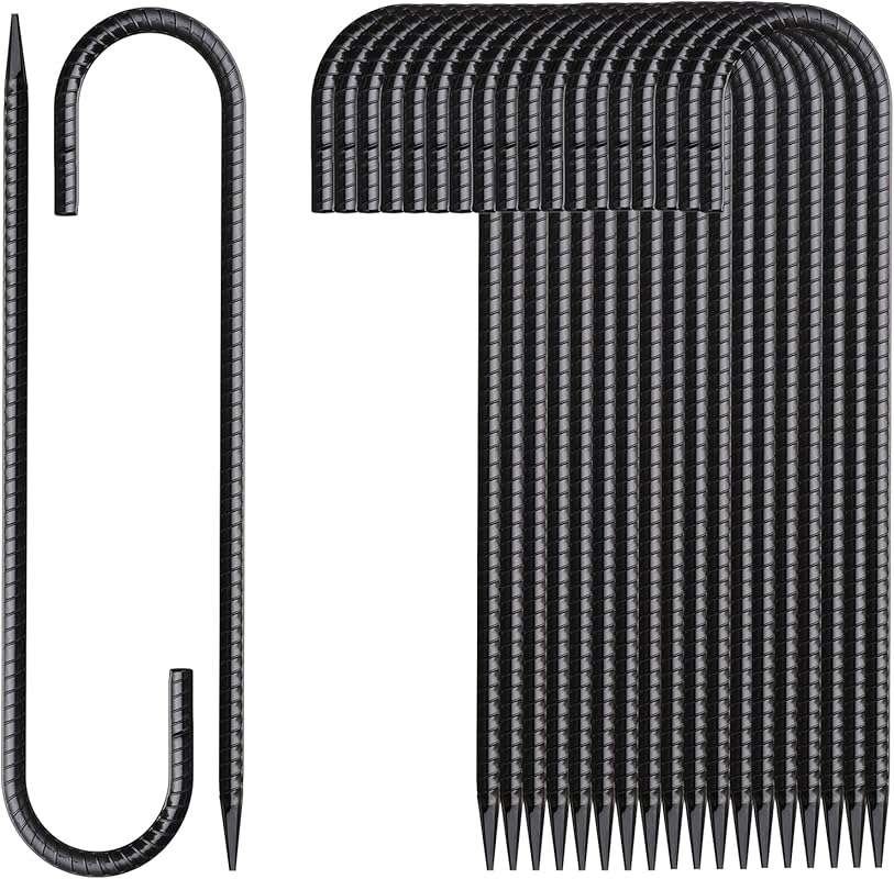 16-Inch Heavy Duty J Hook Rebar Stakes with Chisel Point for Tents and