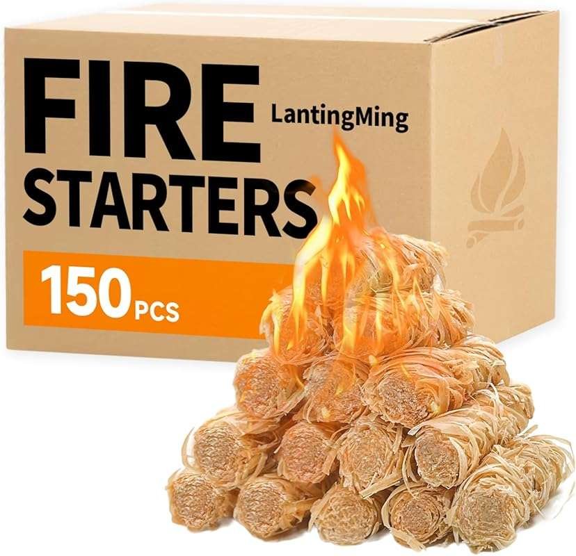 150 PCS Natural Waterproof Fire Starters for Fireplaces, BBQ, Pizza Ov