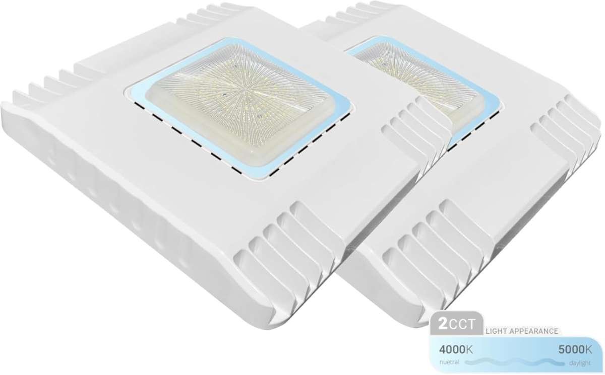 NUWATT 150W Selectable Color LED Canopy Lights: Waterproof, Dimmable, 