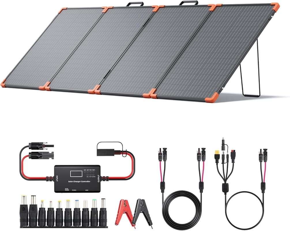 Heavy-Duty 200W Portable Foldable Tempered Glass Solar Panel, IP67 Wat