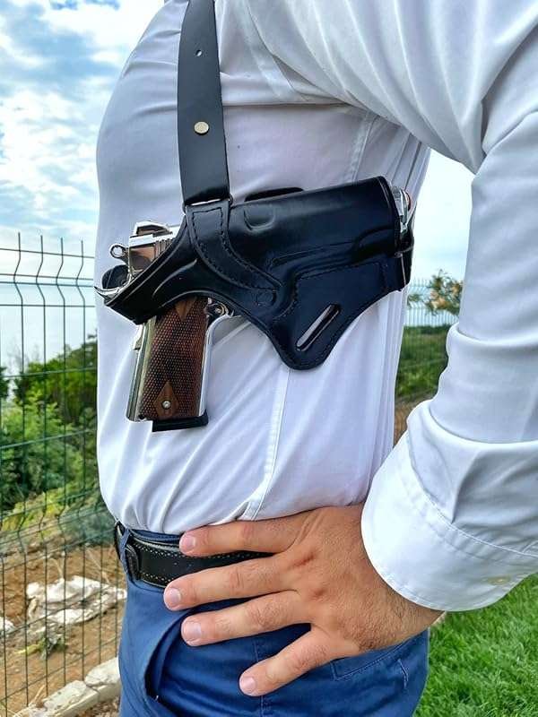 Ottoza Right Hand 1911 Leather Shoulder Gun Holster for Colt, Kimber,