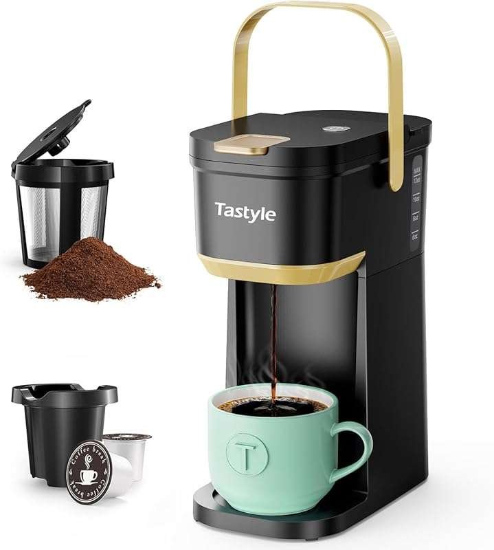 Mini Single Serve Coffee Maker for K Cups & Grounds