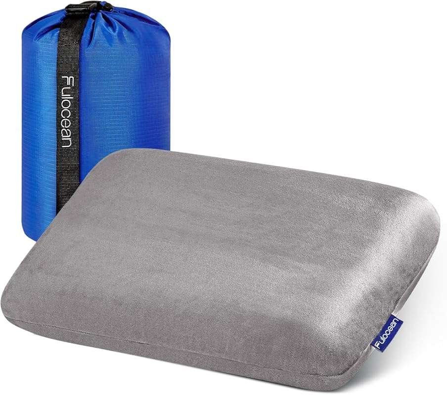 Small Cooling Memory Foam Camping Pillow for Travel, Airplanes, Cars