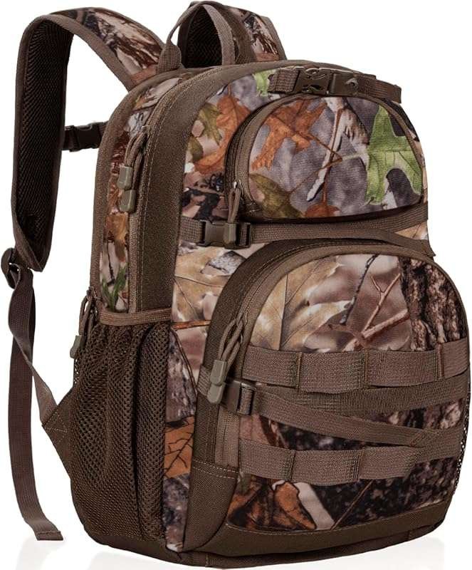 Camo Outdoor Hunting Backpack with Bow/Rifle Holder for Camping, Hikin