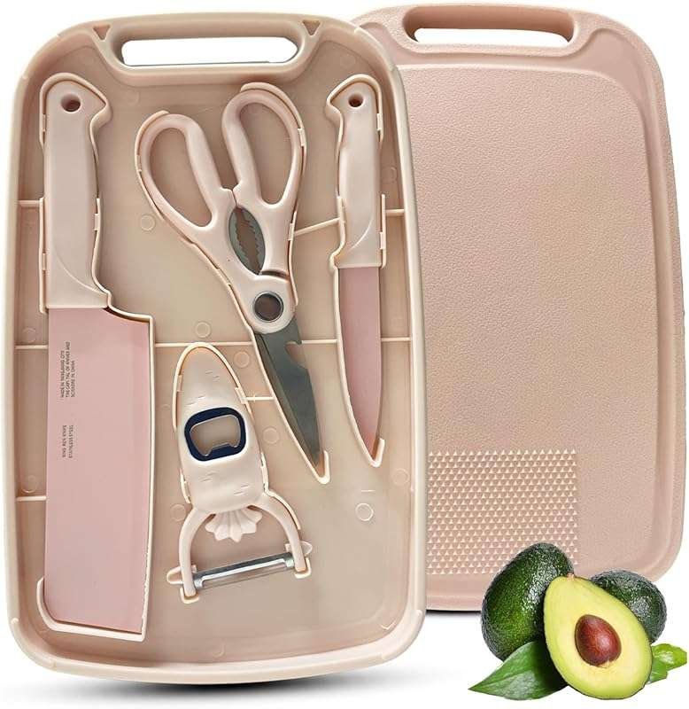 5-in-1 Travel Cutting Board & Knife Set: Pink Kitchen Essentials for C