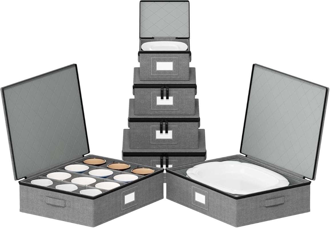 SpaceAid 6-Pack Stackable Quilted Storage Containers: Soft Plate Separ