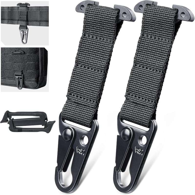 LIVANS Tactical Molle Belt Clip with T-Mount Hook for Keys, Gloves, an