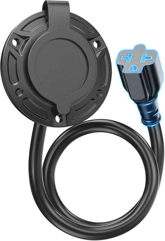 Heavy-Duty 20A 125V RV Shore Power Inlet Plug with Waterproof Outdoor