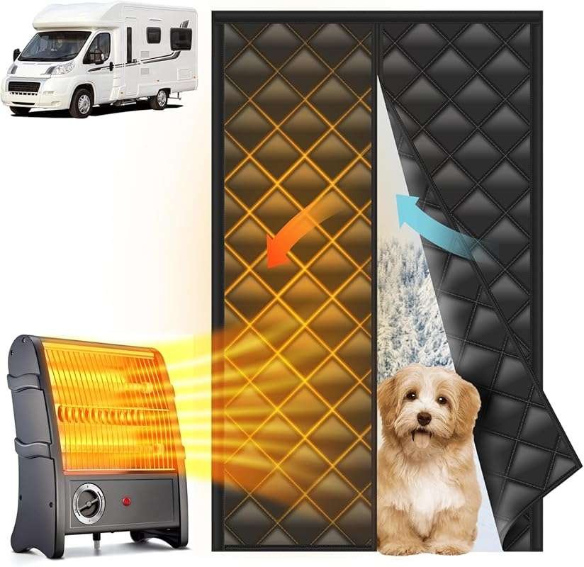 Insulated RV Door Cover with Magnetic Closure for Winter Camper and Tr