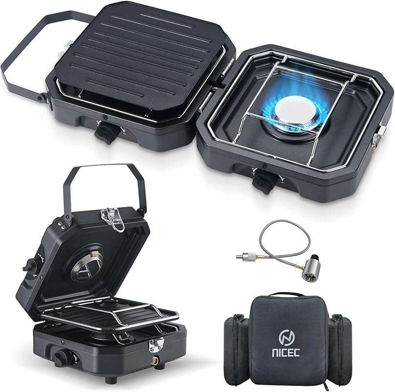 Nice C 2-Burner Portable Propane Camping Stove - 16000 BTU Gas Grill w
