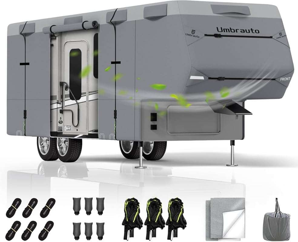 Upgraded 7-Layer 5th Wheel RV Cover for 28-31ft, Waterproof, Breathabl