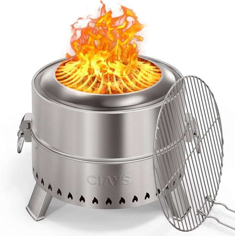 CIAYS 17-Inch Smokeless Firepit: Patented Portable Wood Burning Outdoo