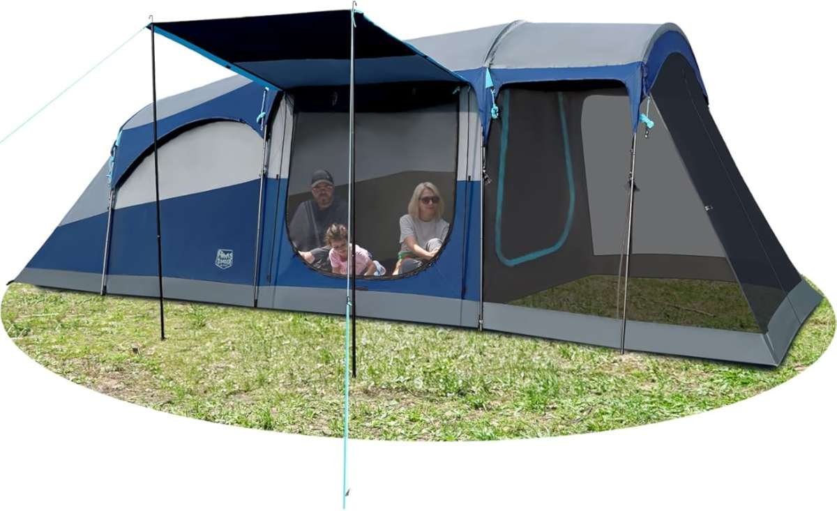 TIMBER RIDGE 8 Person Family Camping Tent with Screen Room - Double La