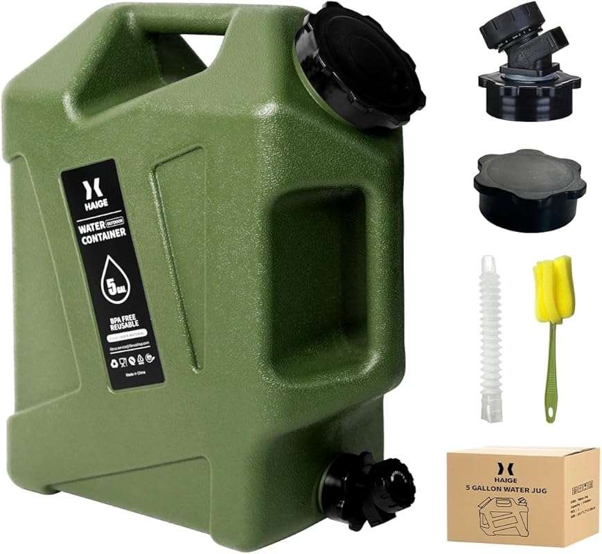 HAIGE 5 Gallon BPA-Free Portable Water Jug with Spigot for Camping Pic