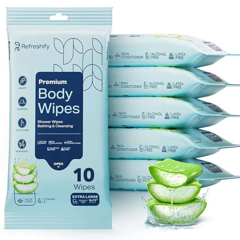 60 XL No Rinse Body Wipes for Adults