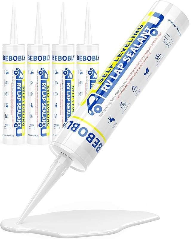 4-Pack White RV Roof Sealant: Self-Leveling, Waterproof, Flexible Lap 