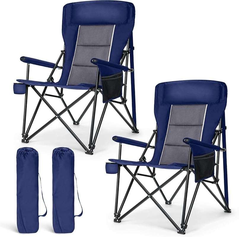 LET'S CAMP Oversized High-Back Camping Chairs 2-Pack, Heavy Duty 500LB