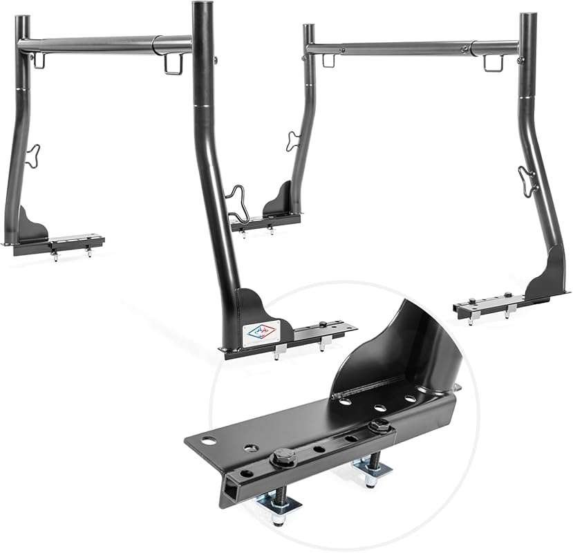 AA-Racks Model X31-J Black Truck Ladder Rack: Extendable Steel Two-Bar