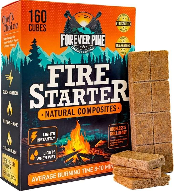 160 Pcs Natural Odorless Waterproof Fire Starter Cubes for Fireplace, 