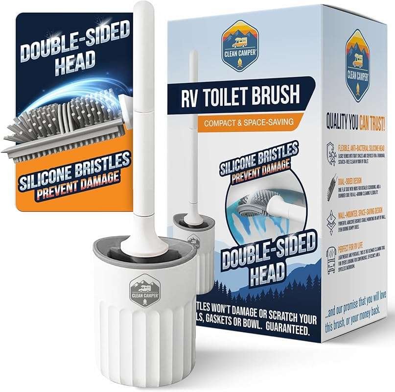 Clean Camper RV Toilet Brush Set: Wall-Mounted, Silicone, Scratch-Free