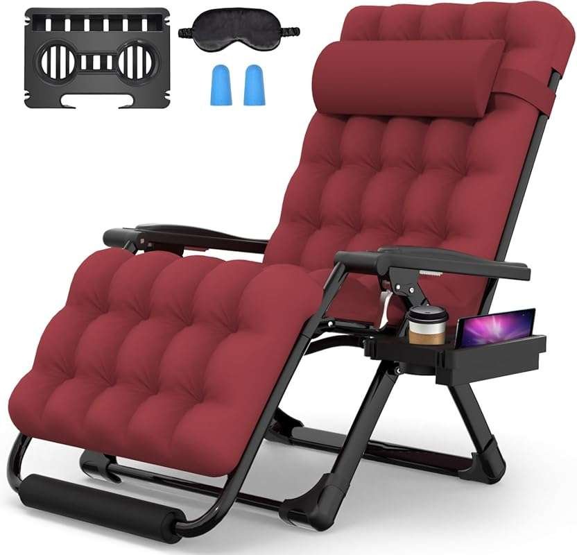 Suteck 33-Inch Oversized Zero Gravity Chair with Cushion, Headrest, Lo