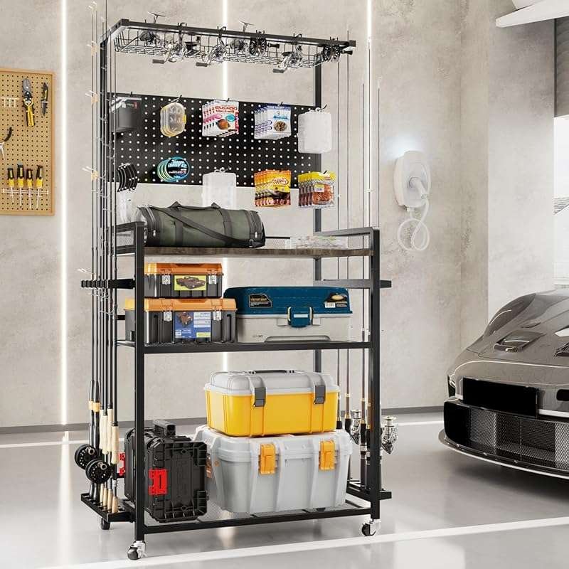 SOYEEZE Fishing Rod Holders for Garage: Organize up to 12 Rods for Ess