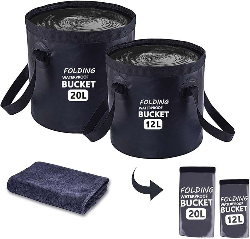5 Gallon Collapsible Bucket with Handle: Ultra Lightweight Portable Fo
