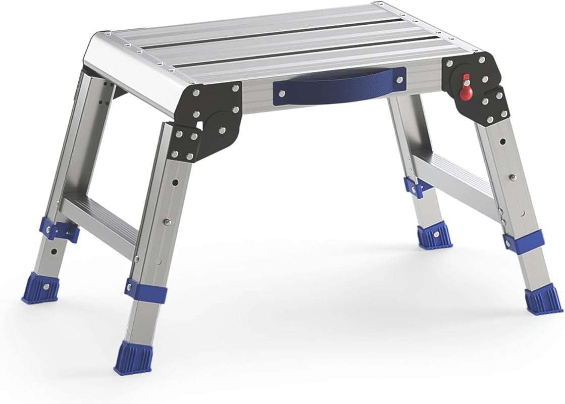 Adjustable Height Aluminum Folding Step Stool: Lightweight, Durable, P
