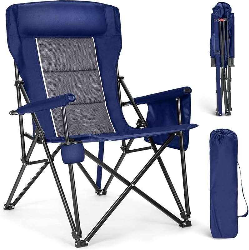 Alpha Camp Oversized Heavy Duty Camping Chairs with High Backrest, Sup
