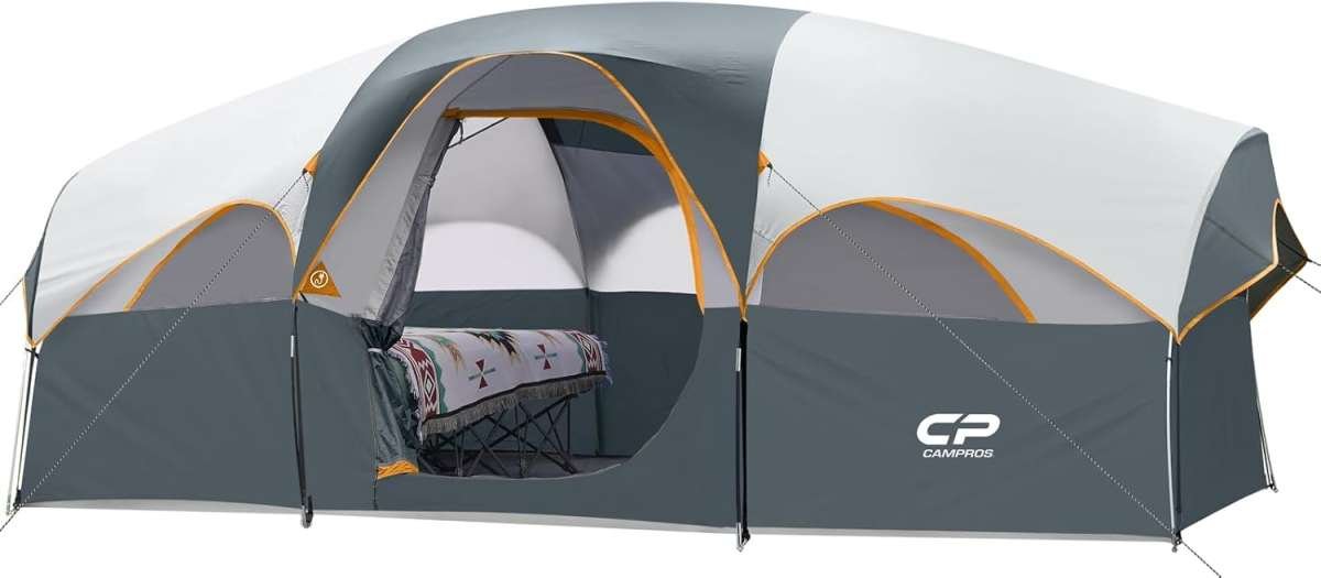 CAMPROS CP 8 Person Camping Tent: Weather-Resistant Family Tent with 5