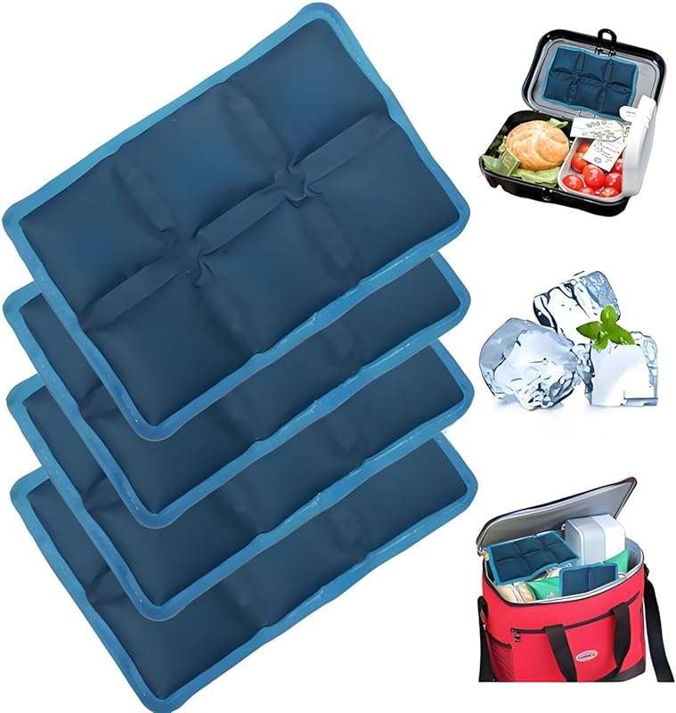 4pcs Reusable Lightweight Ice Packs for Lunch Boxes & Coolers, Food Fr