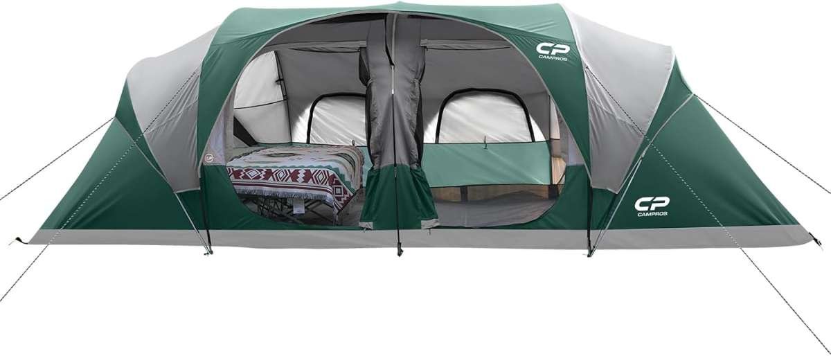 CAMPROS CP 12-Person 3-Room Family Camping Tent