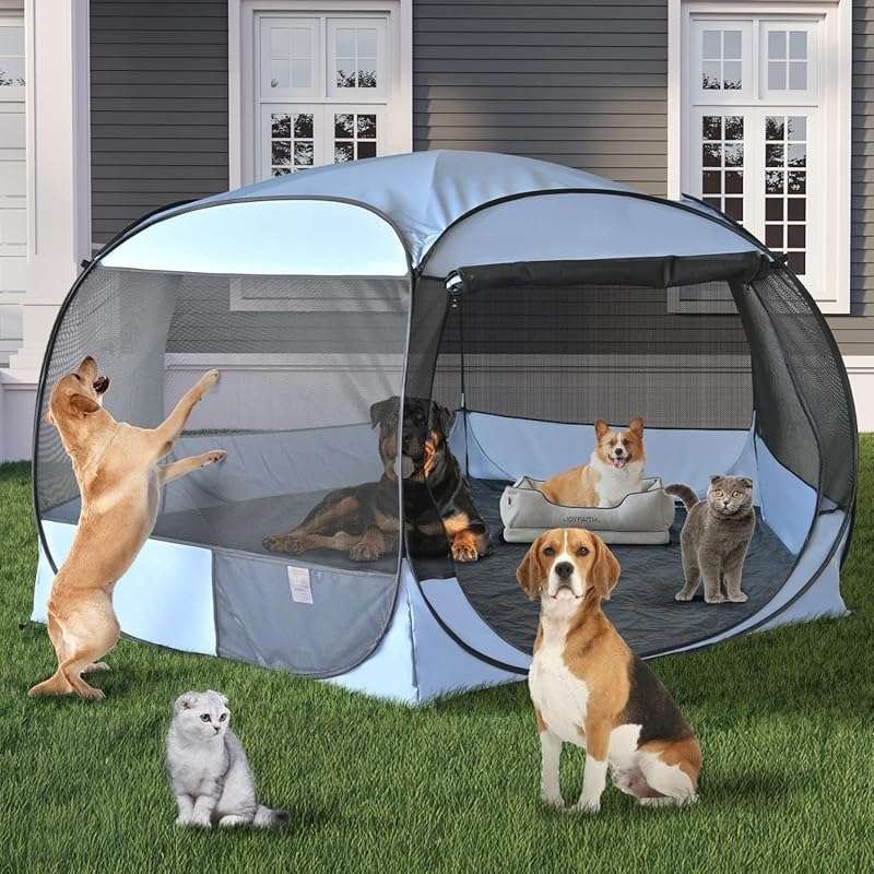 XXLarge Popup Dog Kennel: Assembly-Free Gazebo Playpen Tent, Sun Shade